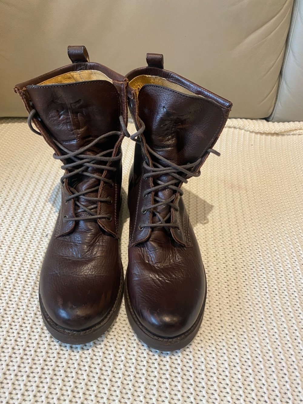 Frye Brown   veronica combat boots ladies size 8.5